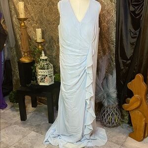 Chic Light Blue Draped Maxi Dress